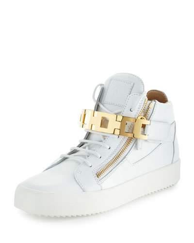 Men's Leather Mid-top Sneaker W/link-bracelet