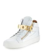 Men's Leather Mid-top Sneaker W/link-bracelet