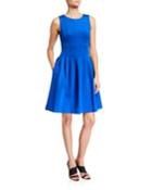 Pleated Fit-&-flare Sleeveless Dress