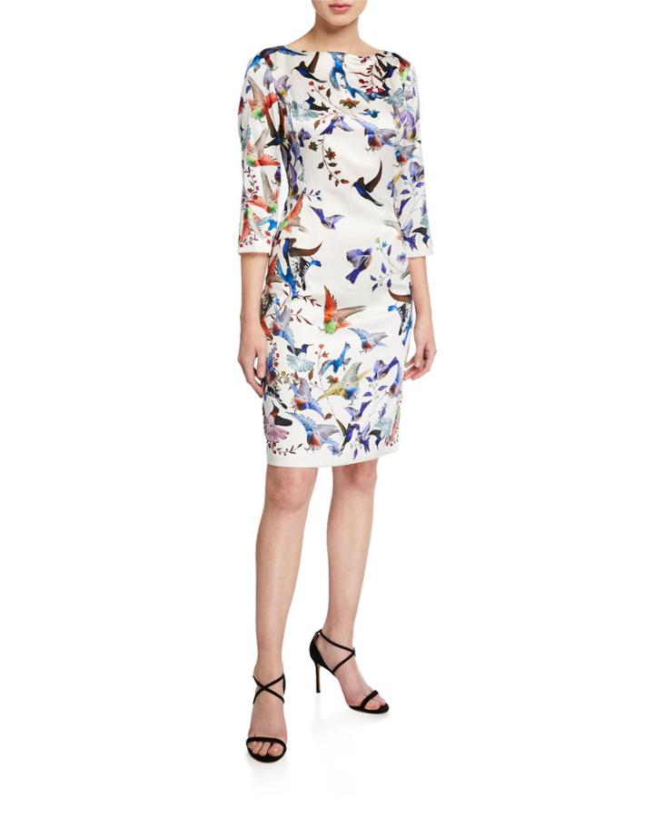 Stretch-silk Bird-print