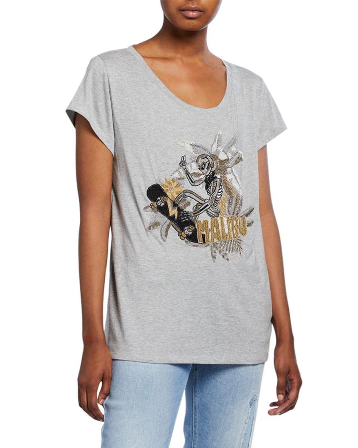 Meryl Cannetille Skeleton Beaded T-shirt