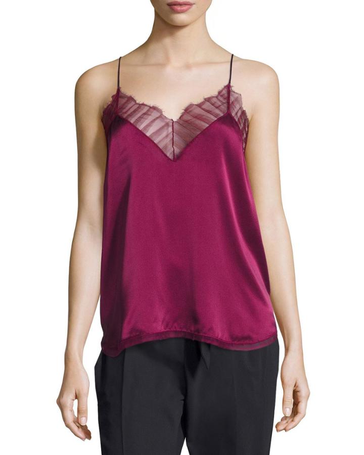 Berwyn Silk Camisole Top, Red