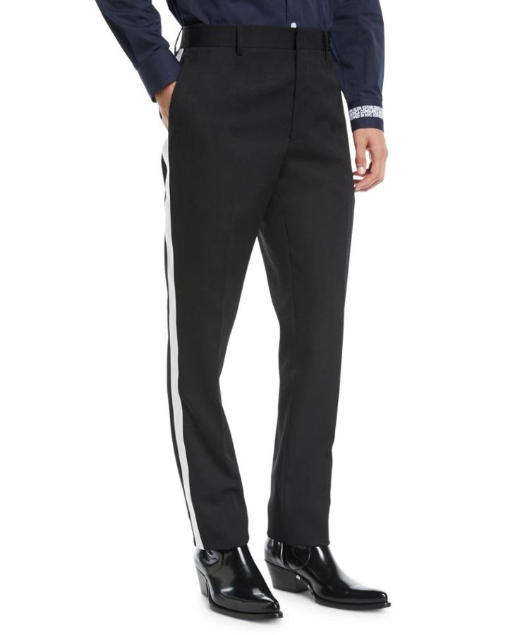 Men's Mwpa12 Two-tone Side-stripe Wool Pants