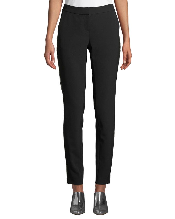 Manhattan Sleek Tech Cloth Pants With Beaded