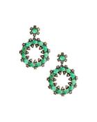 Round Emerald & Champagne Diamond Drop Earrings