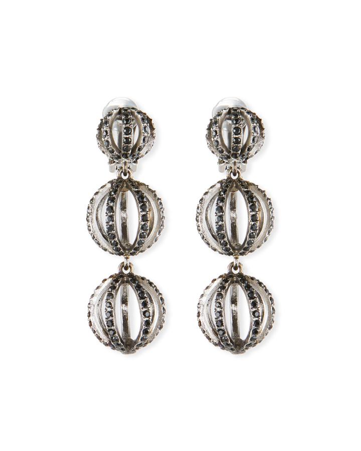 Globe Triple-drop Earrings W/ Pave