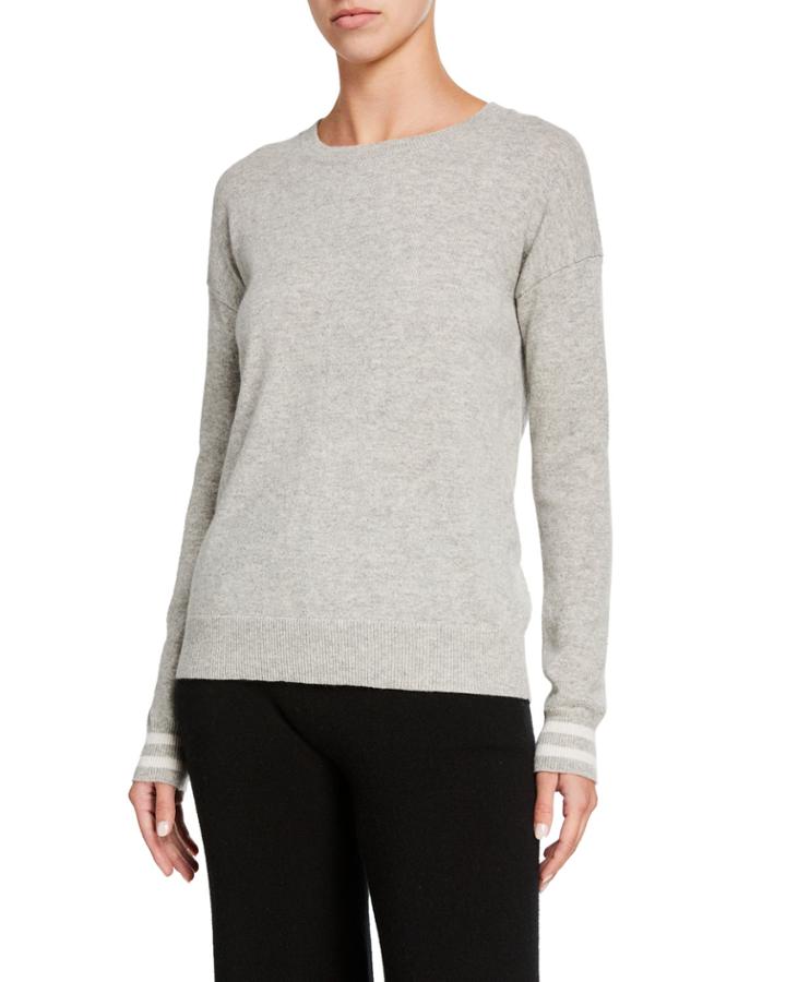 Cashmere Drop-shoulder Crewneck Sweater With