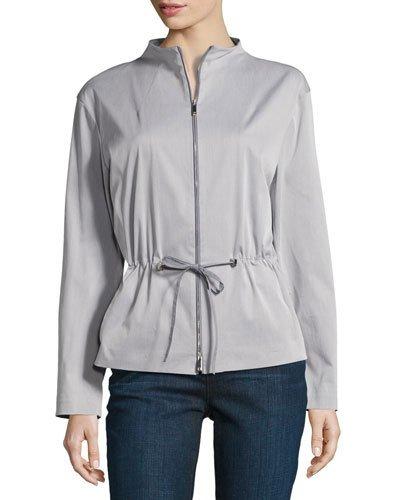 Julian Drawstring-waist Topper Jacket, Gray