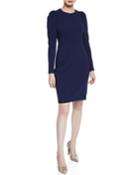 Long-sleeve Sheath Dress With Ruched