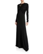 Long-sleeve Wrapped Golden Button Dress