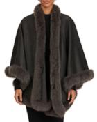Wool/cashmere Cape W/ Fox Fur Trim