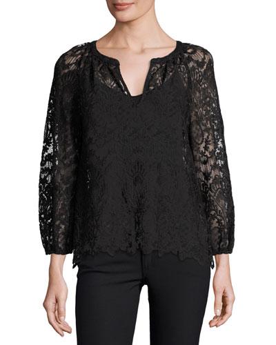 Avery Lace Blouse, Black