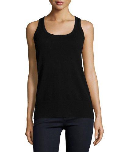 Cashmere Scoop-neck Tank, Black