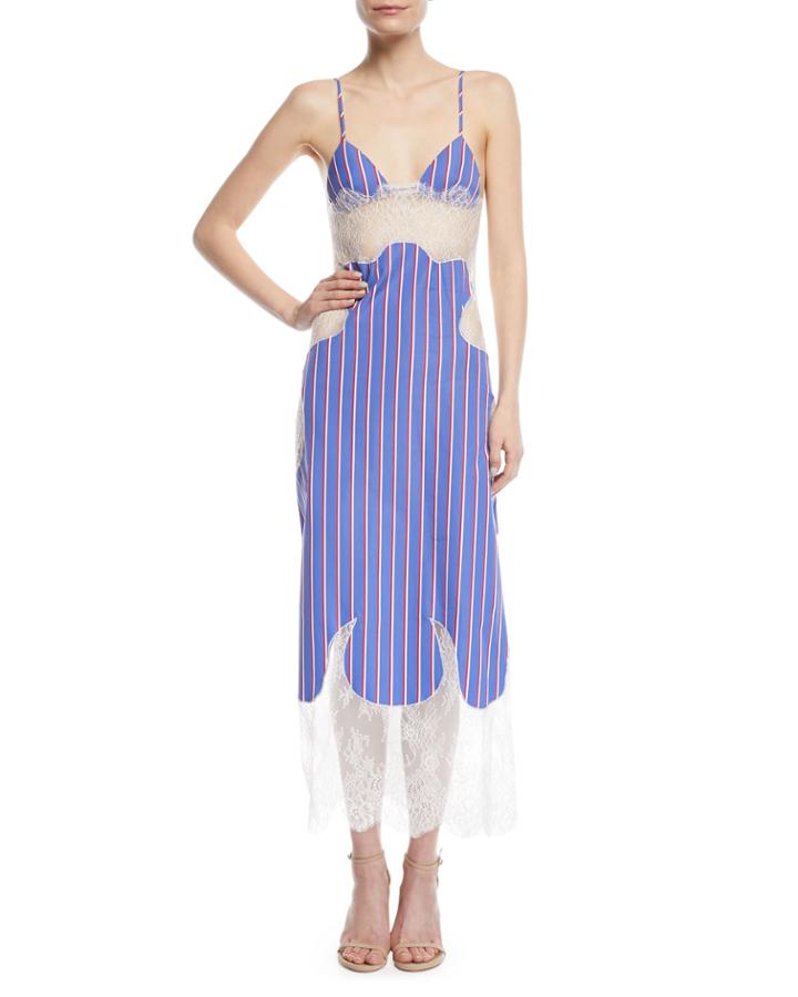 Striped Cotton And Lace