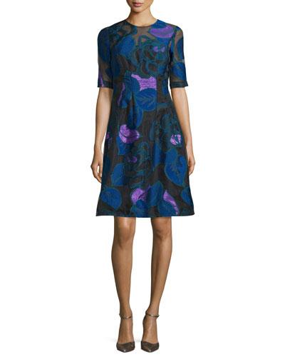 Holly Leaf Half-sleeve Dress,