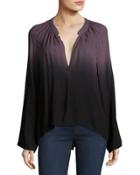 Kimbra Ombre V-neck Top, Black/gray