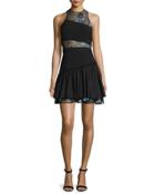 Aquarius Embroidered-mesh Mini Dress, Slate/multi/black