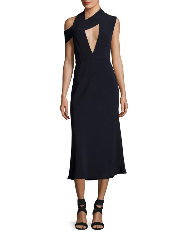 Cecelia Cutout Cold-shoulder Midi Cocktail Dress