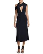 Cecelia Cutout Cold-shoulder Midi Cocktail Dress