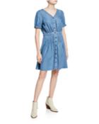Button-front Chambray Dress