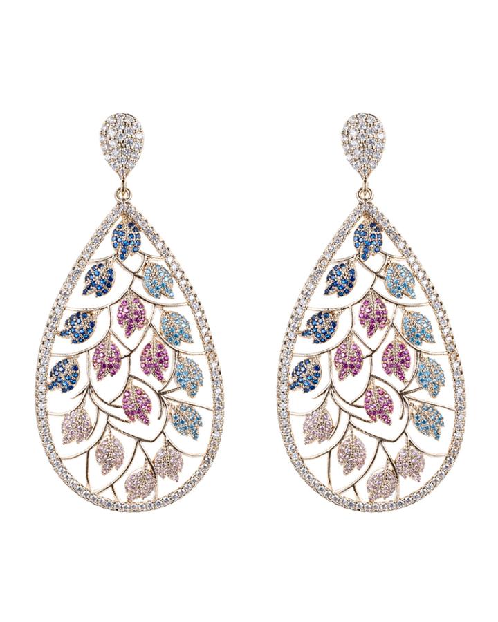 Spring Fever Pave Leaf Drop Earrings
