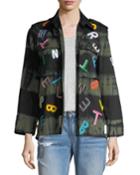 Tie-dye Army Jacket With Letter Embroidery