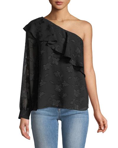 One-sleeve Jacquard Blouse