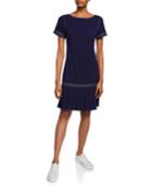 Crepe Sheath Dress With Pleated Hem