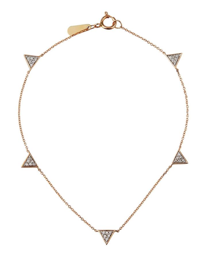 Super Tiny Solid Pave Triangle Chain Bracelet