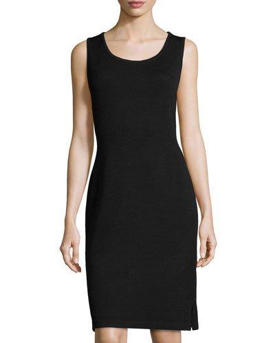 Scoop-neck Knit Tank Dress, Black