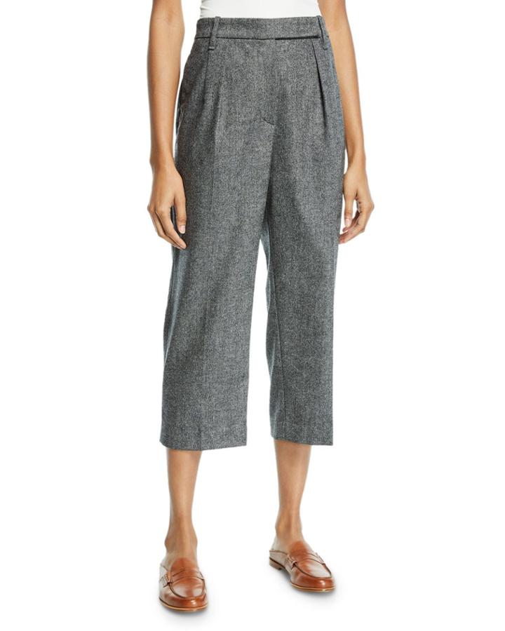 Chevron Square-cut Pleated Pants