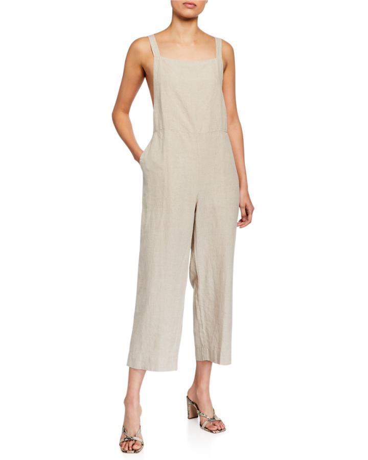 Sleeveless Organic Linen Crop Jumpsuit