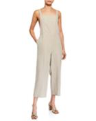 Sleeveless Organic Linen Crop Jumpsuit