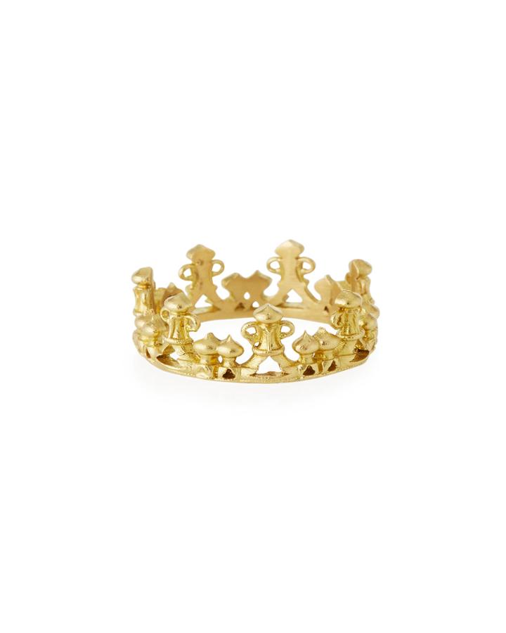 18k Gold Half Crown Stackable Ring,