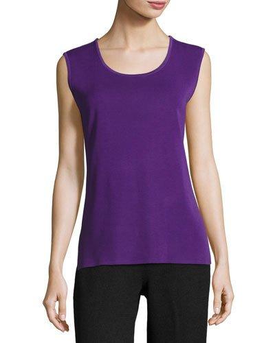 Scoop-neck Knit Tank, Purple