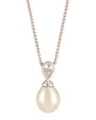 Baroque Pearl & Teardrop Cz Crystal Pendant Necklace, White