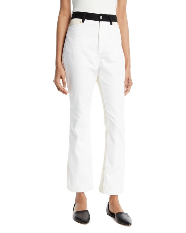High-rise Skinny Flared Cropped Jeans W/ Contrast Pockets