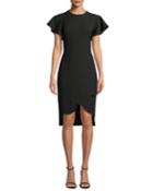 Dade High-low Flutter-sleeve Crepe Dress