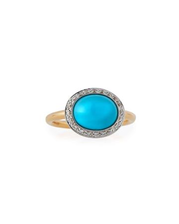 18k Oval Turquoise & Diamond Ring,