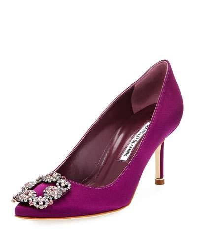 Hangisi 70mm Satin Embellished Pump, Bright Purple