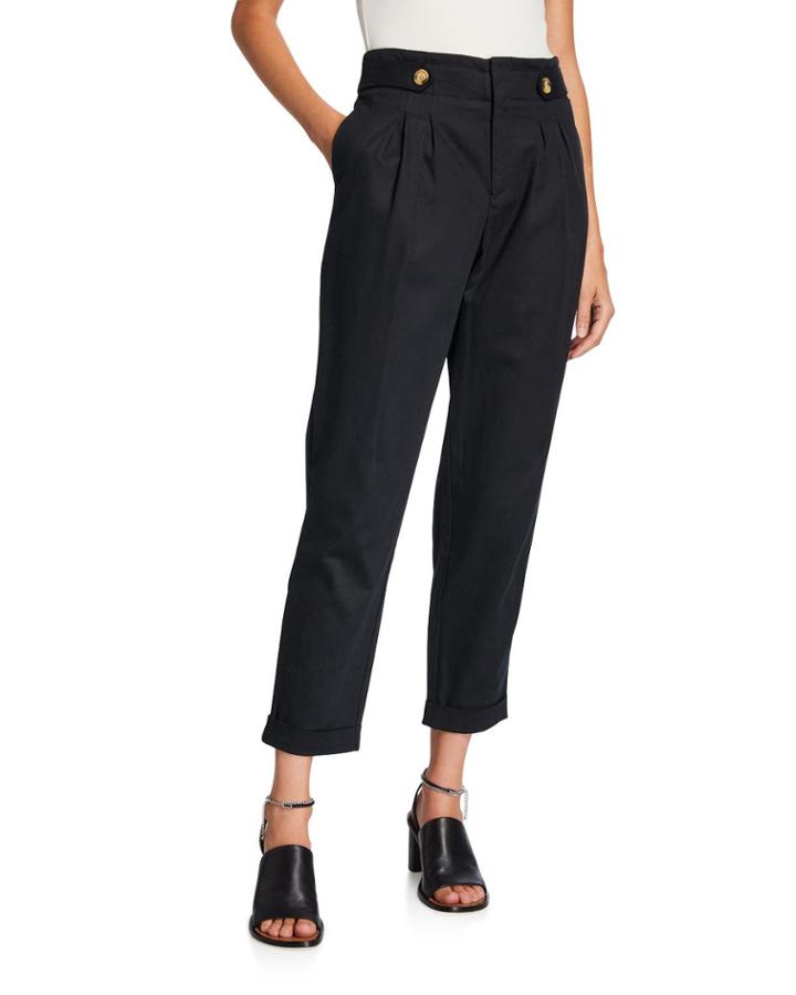 Pleated Waist Roll Cuff Pants