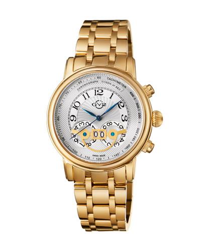 44mm Montreux Men's Stainless Steel Chronograph Watch, Yellow Golden