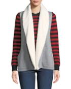 French Terry Vest With Faux-sherpa Collar