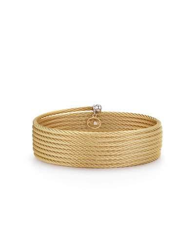 Classique Cable Wrap Bracelet W/ Diamond Charm, Yellow