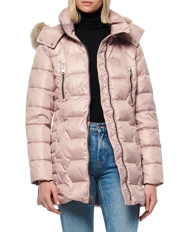 Pomona 30 Down Puffer Coat With Faux Fur