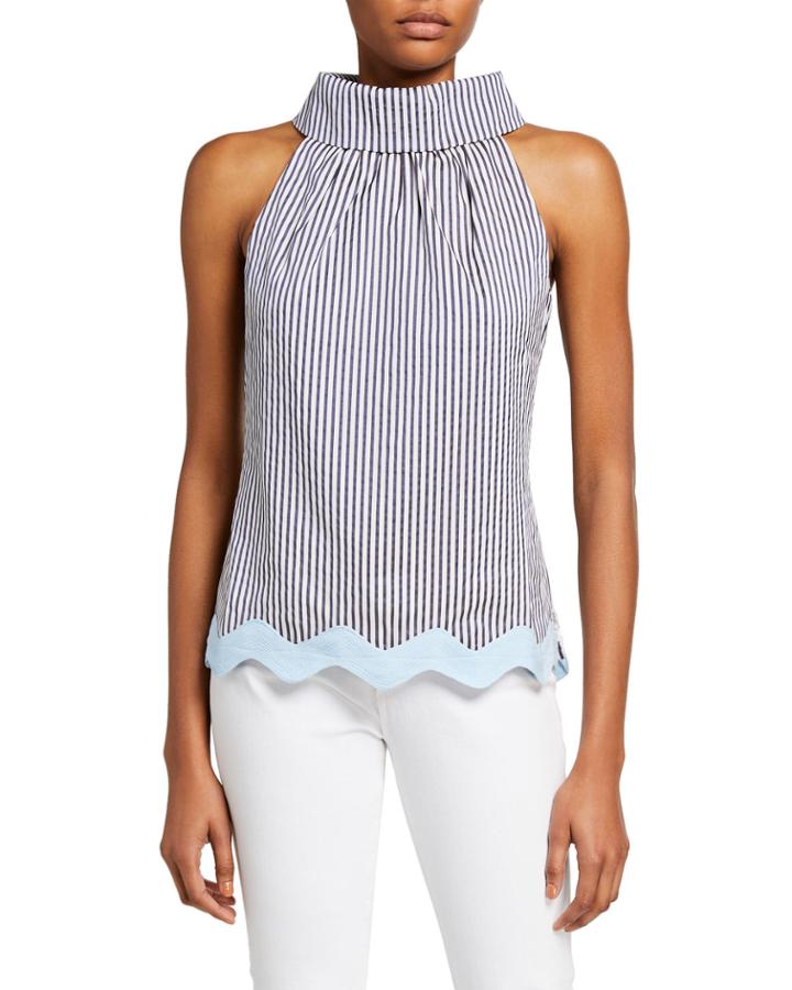 Stripe Cowl-neck Top