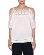 Lace-trim Off-the-shoulder Top, White