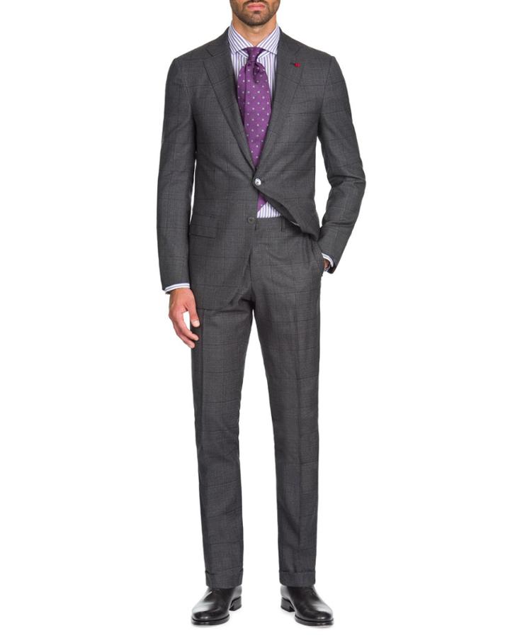 Men's Graph Windowpane Two-piece Wool