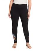 Plus Size Darielle Leggings With Floral Embroidery