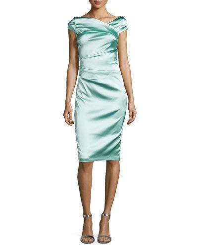 Cap-sleeve Pleated Cocktail Dress